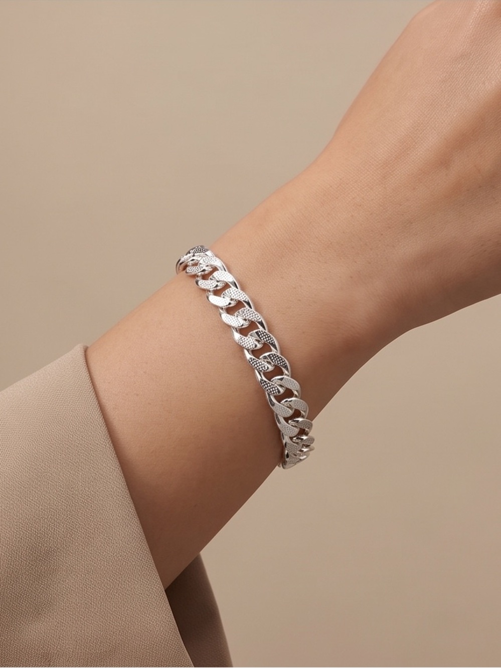 Men's 925 Silver Cuban Link Bracelet - Polished Chain